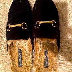Velvet Faux Fur Mule Size 11